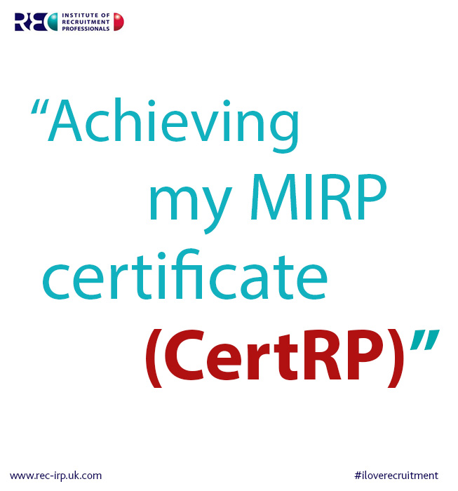 recruitment achievement receiving CertRP qualification